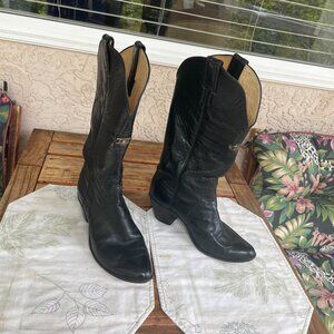 JUSTIN Black Leather Cowboy Western Boots 8.5 women